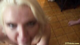 DTFsluts - 3 blond Euro bitches have an fuckfest!