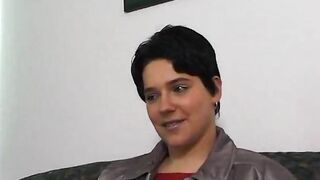 Obese unshaved brunette hair rubs and fingers her snatch at the casting
