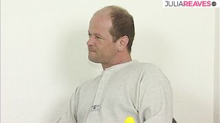 Blond hottie sucks a massive jock then rides it hard