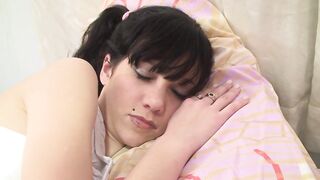 Brunette hair screwed in her butt in her couch