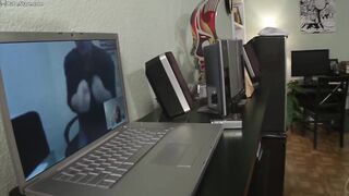 Concupiscent golden-haired gets turned on and masturbates