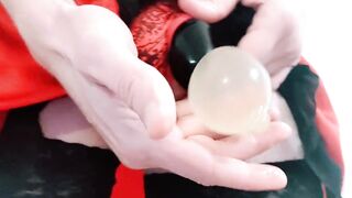 Erika Oak's Chastity Void urine Balloon With Cum drum
