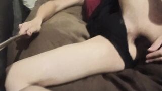 Youthful trans enjoying solo anal play