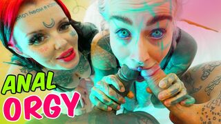 POV ANAL Addicted TATTOO cuties wrecked in Foursome - Facials ATM