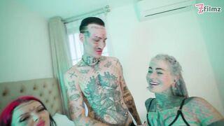 POV ANAL Addicted TATTOO cuties wrecked in Foursome - Facials ATM