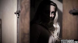 Masturbating teen step daughter has a trio with her step parents