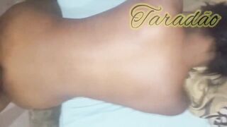 Filling my ebony beauty's butt with valuable stuff.