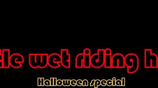 Little Red Riding Hood walking alone in the forest