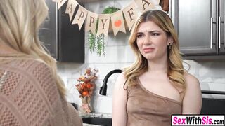 Lewd glamorous teen step sister screws large ramrod step brother on Thanksgiving