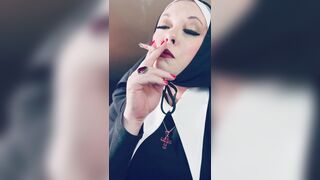 Tina Snua Enrols At The Nunnery! Nasty Nun Smokes A Cork 100 Cigarette - Come Corrupt Me Father!