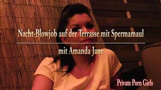 Night Fellatio on the Terrace with Jizz Throat