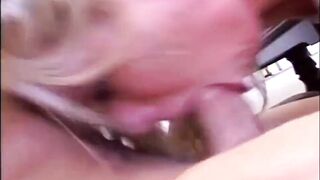 Trio Sex for Youthful Blond Drilled in the Butt and Cummed in Throat by 2 Large Weenies