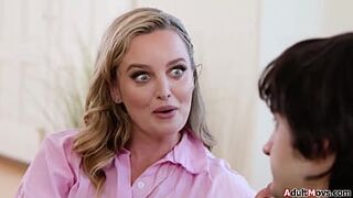 Stepmom Charlie Forde goes along with stepsons idea to get preggy.Blindfold this babe gets her cunt licked and drilled until this babe finds out its her stepson