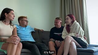 I Swappe My Hawt GF with Some other Pair & Screwed His Breasty Wife Untill I Exploded on Her Snatch