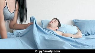 That babe Covers His Throat and Then Slips Her Throat Down - Orgyfamily