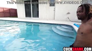 Cuckold Asks Ebony Man To Screw His Wife by the Swimming Pool