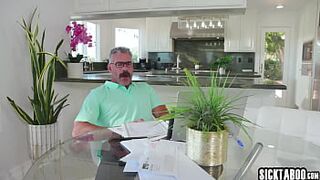 Breasty teen Lilith Grace masturbated and called her stepdad to aid her so sexually excited hottie enjoyed hardcore cunt screwing