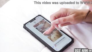 Breasty teen Lilith Grace masturbated and called her stepdad to aid her so sexually excited hottie enjoyed hardcore cunt screwing