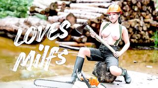 Thought I Was Just Chopping Wood for Stepdaddy… Ended Up Chopping His Mind When I Proved I Work Harder Riding His Thick Schlong Untill This guy Pumped Each Drop Into My Oozing Little Aperture!