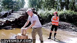 Thought I Was Just Chopping Wood for Stepdaddy… Ended Up Chopping His Mind When I Proved I Work Harder Riding His Thick Schlong Untill This guy Pumped Each Drop Into My Oozing Little Aperture!