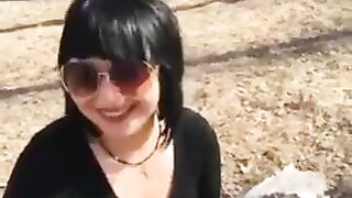 Two Russian girls are walking through the woods masturbate