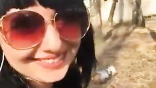 Two Russian girls are walking through the woods masturbate