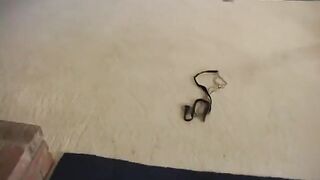 Youthful brunette hair with merry melons rides an black dude in daybed