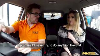Fake Driving School - Rhiannon Ryder drilled in ebony fishnet nylons