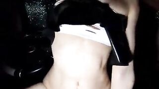 horny blond riding car gear lever and cum