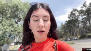 Public Oral-sex in the Bushes with Stranger and Eager Cumwalk Overspread in Cum