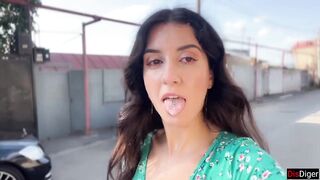 Triple Cum on Face for Village Wench - Public Cumwalk