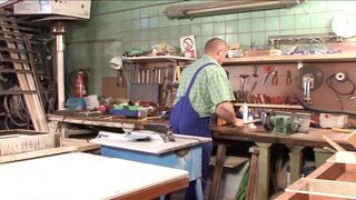 big beautiful woman German sweetheart gets brawny by a mechanic male