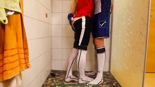 shower in soccer with my bf