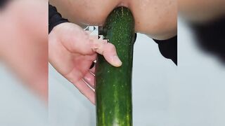 I put in very big fruits into my large sexy butt until prolapse