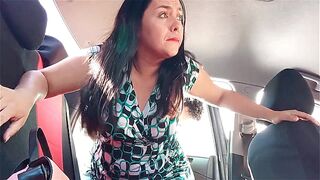 Stepson screws his stepmom in the back seat of the car.