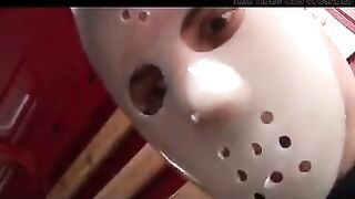 Large tit golden-haired picked up by 2 jocks