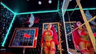 4K Large Boobs Large Butt Redhead Disrobes Down in Dungeon