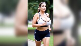 Breasty Older Babes Running in Park - Wild Bazookas Outdoor 1 [AI generated]