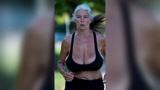 Breasty Older Babes Running in Park - Wild Bazookas Outdoor 1 [AI generated]