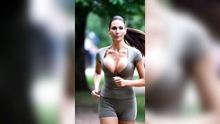 Breasty Older Babes Running in Park - Wild Bazookas Outdoor 1 [AI generated]