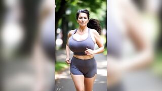 Breasty Older Babes Running in Park - Wild Bazookas Outdoor 1 [AI generated]