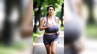 Breasty Older Babes Running in Park - Wild Bazookas Outdoor 1 [AI generated]