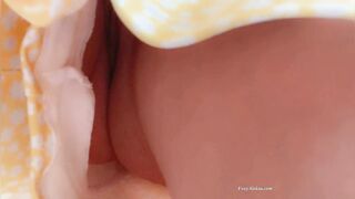 Cunt out of pants on the bus. Hidden Rubbing love button below petticoat