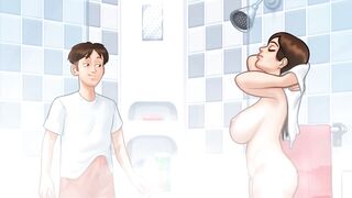 Milfy Stepmom gets screwed and creampied in the washroom