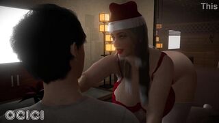 Biggest Booty mother I'd like to fuck gives a fortunate youthful stud a Christmas blow job - CG Anime - OCICI