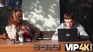 VIP4K. Aged woman with large natural bazookas tempted a youthful programmer