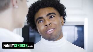 Large Assed Breasty Stepmom Gives Teen Stepdaughter and Ebony Stepson a Sex Lesson