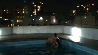 The water wasn't sufficiently to put out the fire, so we had sex in the pool. ( my 1st time in a pool )