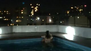The water wasn't sufficiently to put out the fire, so we had sex in the pool. ( my 1st time in a pool )