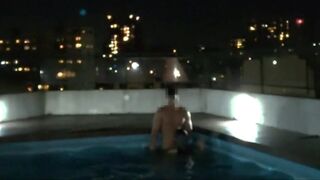 The water wasn't sufficiently to put out the fire, so we had sex in the pool. ( my 1st time in a pool )